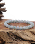 Jadeite Jade 7.5mm Round Ice Blue Green Beads Bracelet ( 7 mm )