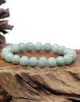 Baikalla Apple-Green Genuine Jadeite Jade Round Bead Bracelet (9.5mm)