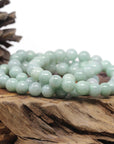 Baikalla Apple-Green Genuine Jadeite Jade Round Bead Bracelet (9.5mm)