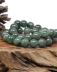 Baikalla Forest-Green Nephrite Jade Large Round Bead Bracelet (12mm)