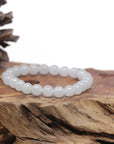 Baikalla Natural Icy Jadeite Jade Round Bead Bracelet (7.5mm)