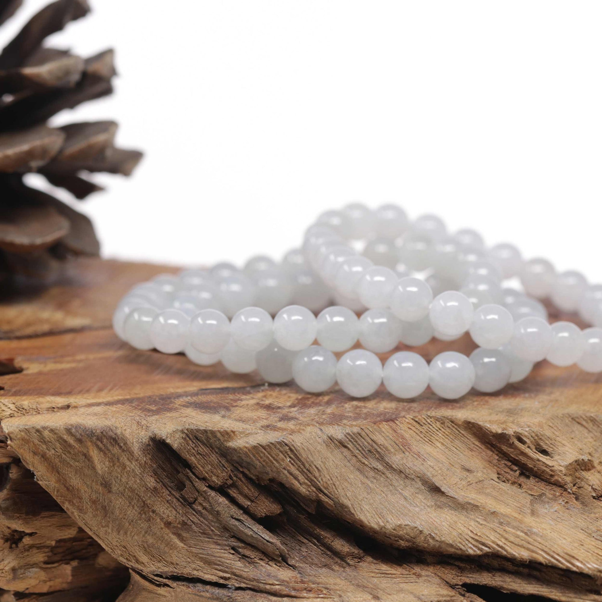 Baikalla Natural Icy Jadeite Jade Round Bead Bracelet (7.5mm)