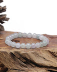 Baikalla Natural Icy Light Lavender & Green Jadeite Jade Round Bead Bracelet (7.5mm)