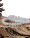 Baikalla Natural Icy Light Lavender & Green Jadeite Jade Round Bead Bracelet (7.5mm)