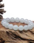 Baikalla Natural Icy Jadeite Jade Round Bead Bracelet (12.5mm)
