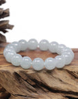 Baikalla Natural Icy Jadeite Jade Round Bead Bracelet (12.5mm)