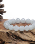 Baikalla Natural Icy Jadeite Jade Round Bead Bracelet (12.5mm)