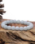 Baikalla Natural Light Lavender-Green Jadeite Jade Round Bead Bracelet (9.2mm)