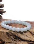 Baikalla Natural Light Lavender-Green Jadeite Jade Round Bead Bracelet (9.2mm)