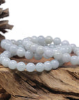 Baikalla Natural Light Lavender-Green Jadeite Jade Round Bead Bracelet (9.2mm)