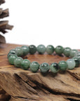 Baikalla Natural Forest-Green Jadeite Jade Round Bead Bracelet (10mm)