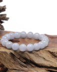Baikalla Natural Light Lavender Jadeite Jade Round Bead Bracelet (10.2mm)