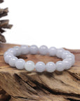 Baikalla Natural Light Lavender Jadeite Jade Round Bead Bracelet (10.2mm)