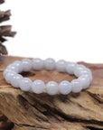 Baikalla Natural Light Lavender Jadeite Jade Round Bead Bracelet (10.2mm)