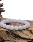 Baikalla Natural Light Lavender Jadeite Jade Round Bead Bracelet (10.2mm)