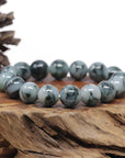 Natural Jadeite Jade Round Blue Green Large Beads Men's Bracelet (14mm)