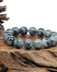 Natural Jadeite Jade Round Blue Green Large Beads Men's Bracelet (14mm)