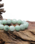 Baikalla Natural Green Jadeite Jade Round Bead Bracelet (13mm)
