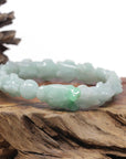 Baikalla Natural Light Apple-Green Jadeite Jade "Dragon" Bead Bracelet
