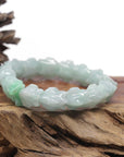 Baikalla Natural Light Apple-Green Jadeite Jade "Dragon" Bead Bracelet