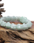 Baikalla Natural Light Apple-Green Jadeite Jade "Dragon" Bead Bracelet