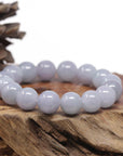 Baikalla Natural Light Lavender Jadeite Jade Round Bead Bracelet (12.4mm)