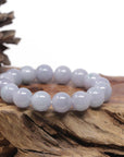 Baikalla Natural Light Lavender Jadeite Jade Round Bead Bracelet (12.4mm)