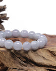Baikalla Natural Light Lavender Jadeite Jade Round Bead Bracelet (12.4mm)