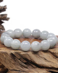 Baikalla Natural Milk Wuji Jadeite Jade Round Bead Bracelet (13.6mm)