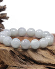 Baikalla Natural Milk Wuji Jadeite Jade Round Bead Bracelet (13.6mm)