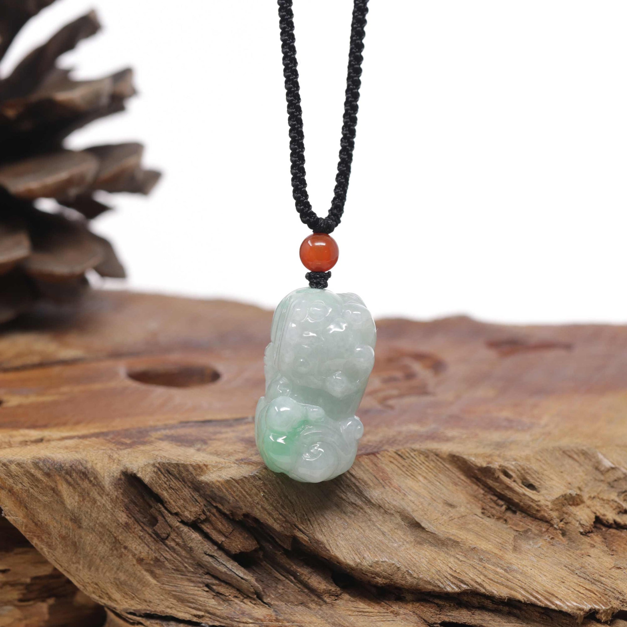 Baikalla Natural Green Jadeite Jade PiXiu "Fortune Beast" Pendant Necklace