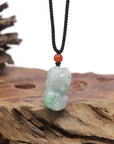 Baikalla Natural Green Jadeite Jade PiXiu "Fortune Beast" Pendant Necklace