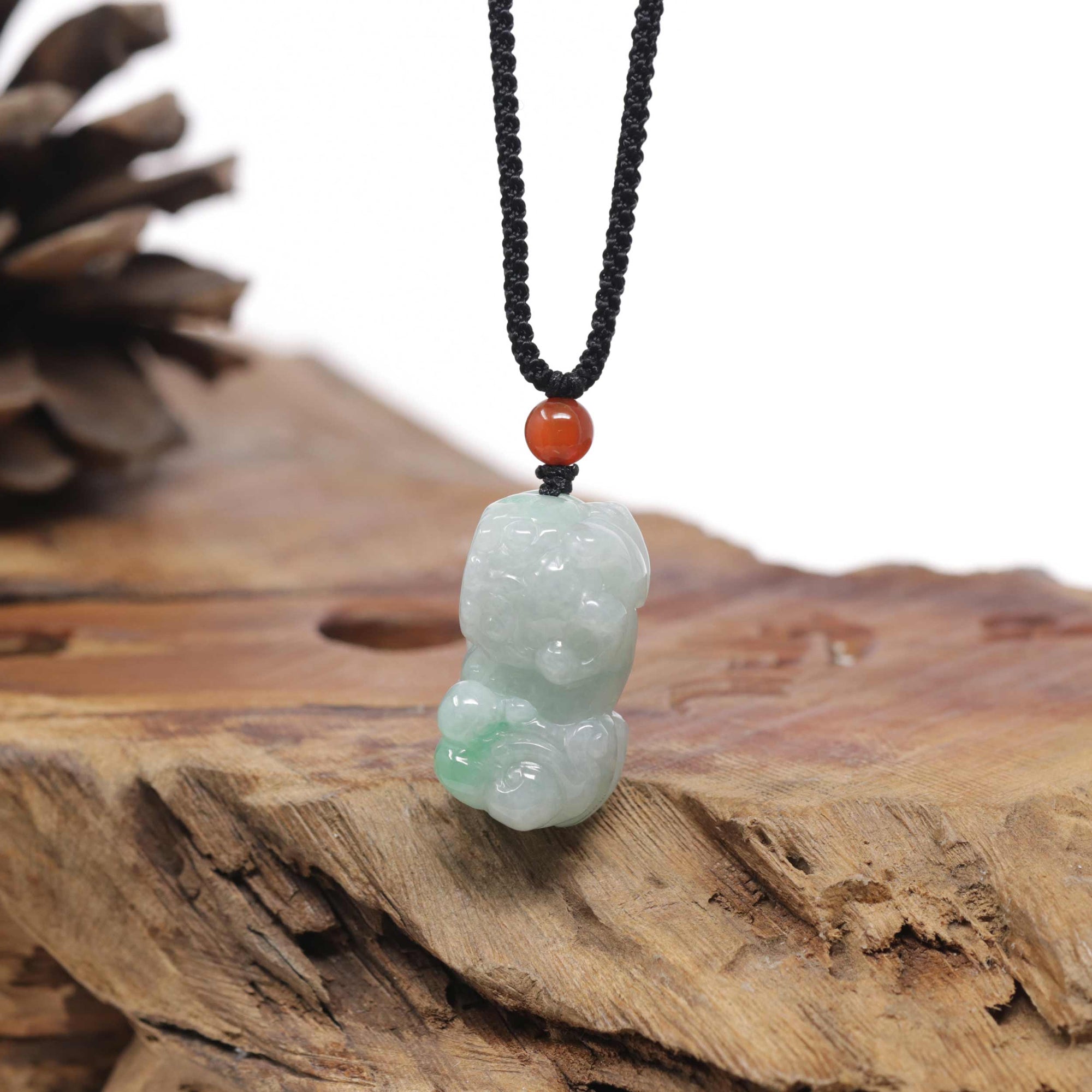 Baikalla Natural Green Jadeite Jade PiXiu "Fortune Beast" Pendant Necklace