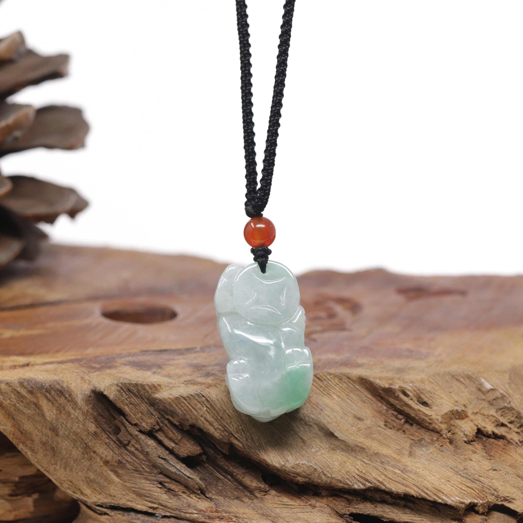 Baikalla Natural Green Jadeite Jade PiXiu "Fortune Beast" Pendant Necklace