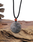 Baikalla Natural Icy Black Wuji Jadeite Jade "Skunk" Pendant Necklace