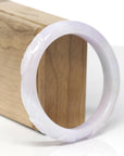 Baikalla Cherry Blossom Carving Natural Light Lavender Jadeite Jade "Half Round" Bangle Bracelet (58.4mm) 