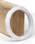 Baikalla Cherry Blossom Carving Natural Light Lavender Jadeite Jade "Half Round" Bangle Bracelet (58.4mm) 
