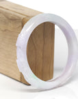 Baikalla Cherry Blossom Carving Natural Light Lavender Jadeite Jade "Half Round" Bangle Bracelet (58.4mm) 