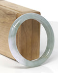 Baikalla Natural Icy Oil-Green & Light Lavender Jadeite Jade "Half Round" Bangle Bracelet (55.5mm) 