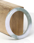 Baikalla Natural Icy Oil-Green & Light Lavender Jadeite Jade "Half Round" Bangle Bracelet (55.5mm) 