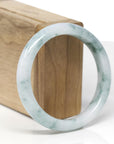 Baikalla Natural Light Blue-Green Flowers Jadeite Jade "Half Round" Bangle Bracelet (56.7mm) 