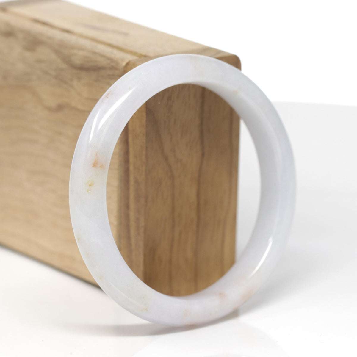 Baikalla Natural Faint Lavender &amp; Orange Sajin Jadeite Jade "Half Round" Bangle Bracelet (57.2mm) 