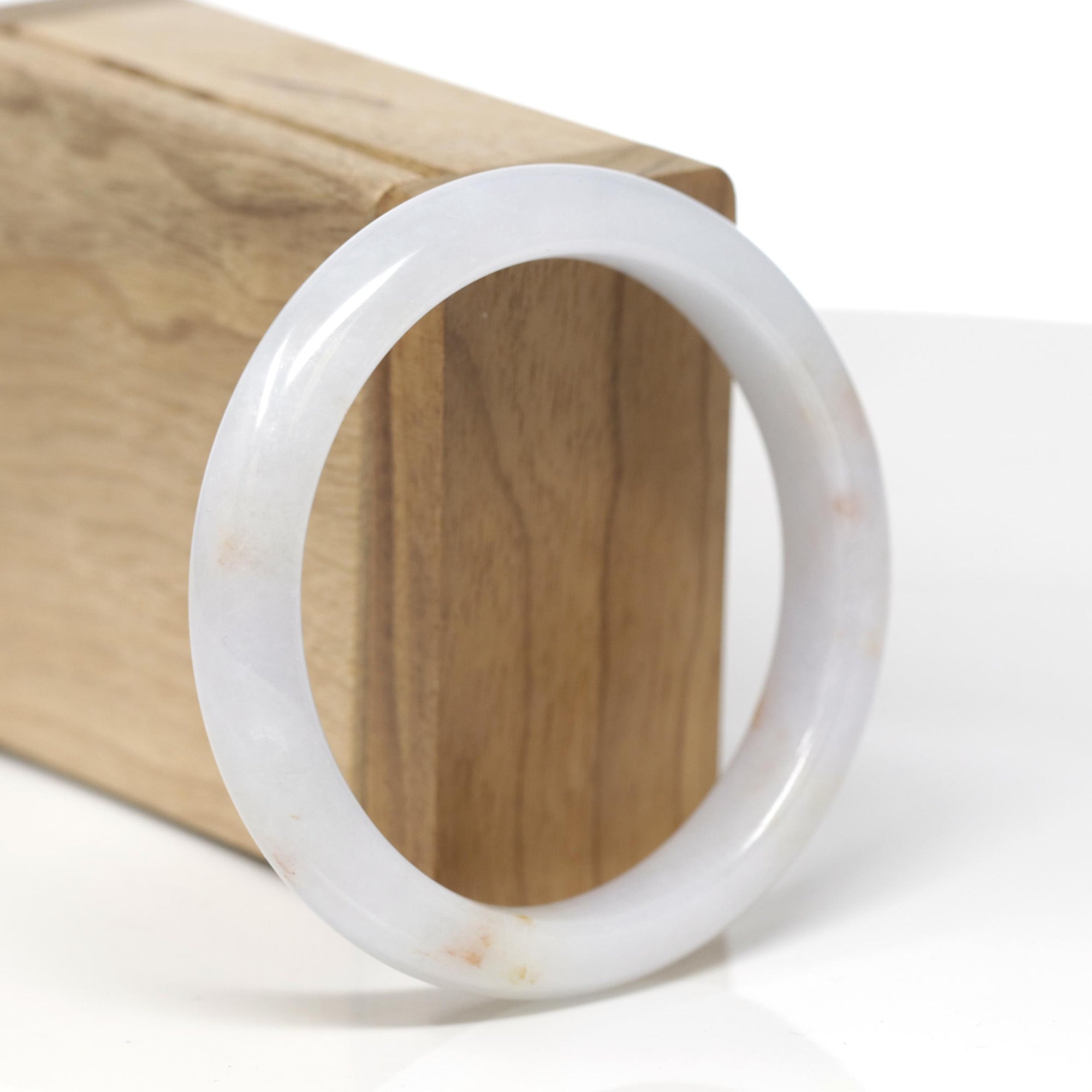 Baikalla Natural Faint Lavender &amp; Orange Sajin Jadeite Jade "Half Round" Bangle Bracelet (57.2mm) 