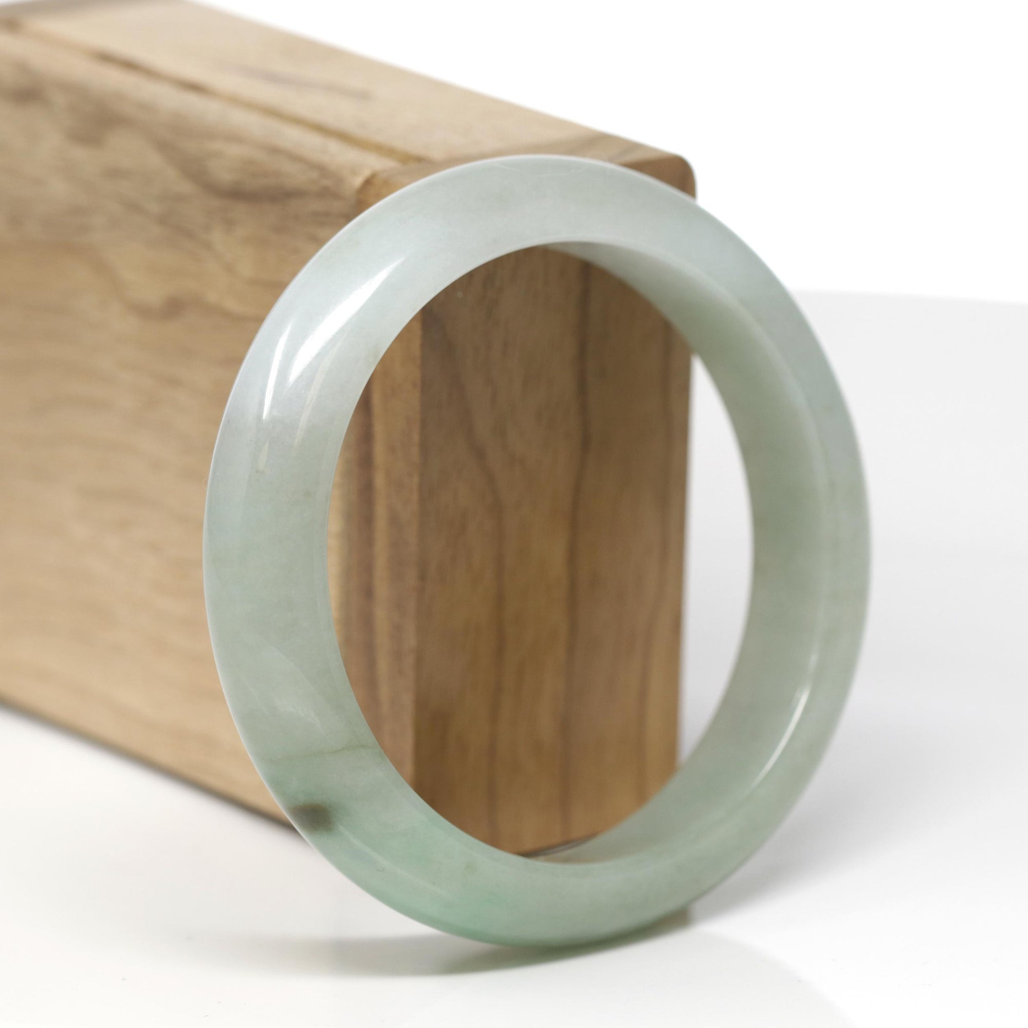 Baikalla Natural Green Jadeite Jade "Half Round" Bangle Bracelet (57.4mm) 