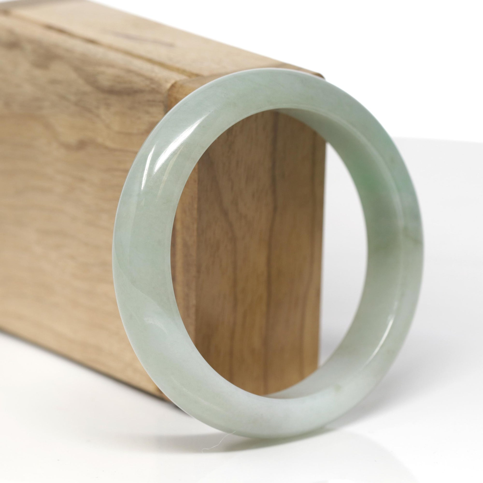 Baikalla Natural Green Jadeite Jade "Half Round" Bangle Bracelet (57.4mm) 