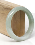 Baikalla Natural Green Jadeite Jade "Half Round" Bangle Bracelet (57.4mm) 
