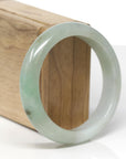 Baikalla Natural Green Jadeite Jade "Half Round" Bangle Bracelet (57.4mm) 