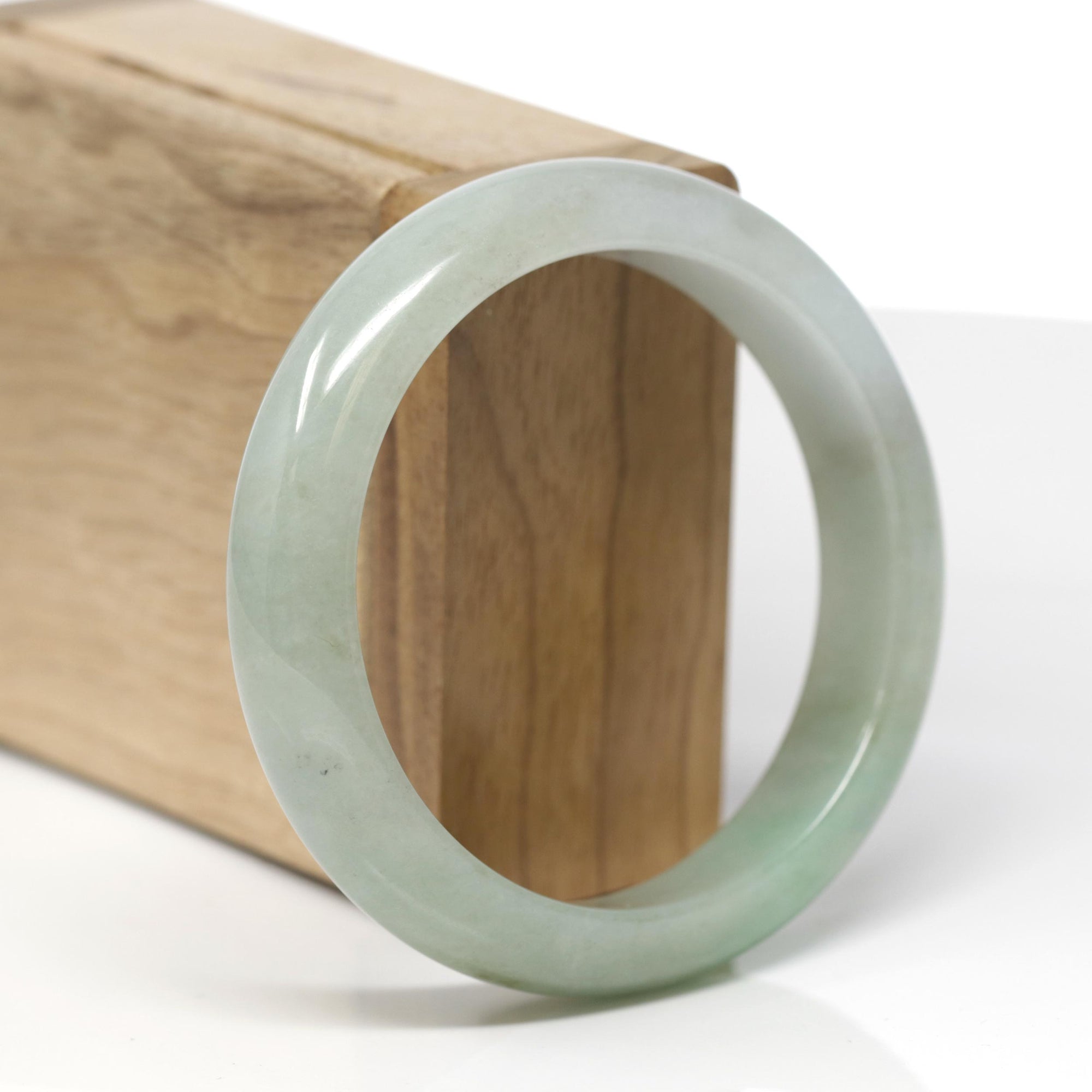 Baikalla Natural Green Jadeite Jade "Half Round" Bangle Bracelet (57.4mm) 