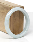 Baikalla Natural Light Blue-Green Jadeite Jade "Half Round" Bangle Bracelet (56.3mm) 
