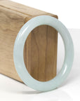 Baikalla Natural Light Blue-Green Jadeite Jade "Traditional Round" Bangle Bracelet (54.3mm) 